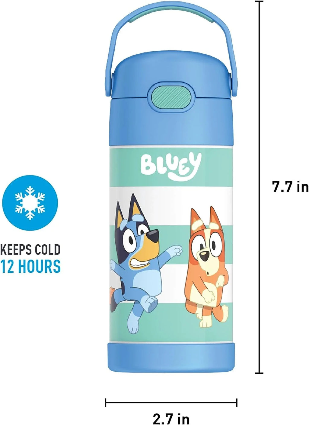 Bluey 12 Ounce Stainless Steel Kids Straw Bottle P627