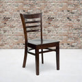 2 Pack Walnut Wood Restaurant Chair, Brown H967