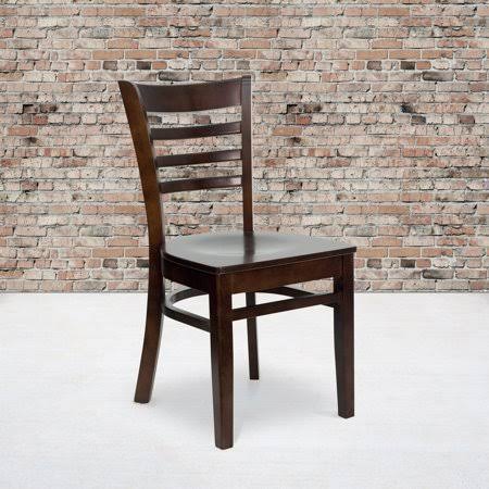 2 Pack Walnut Wood Restaurant Chair, Brown H967
