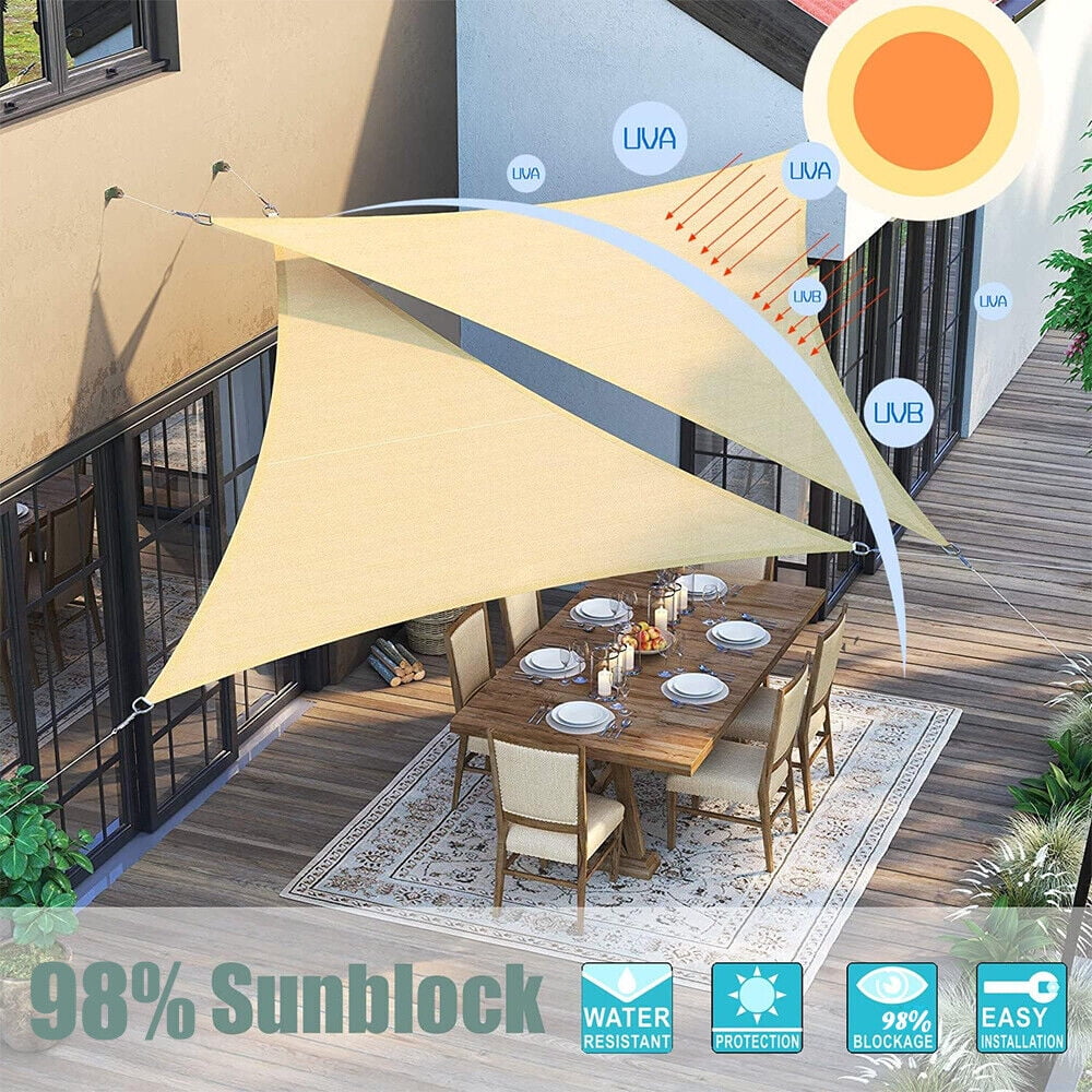 Cream Waterproof Triangle Shade Sail D417