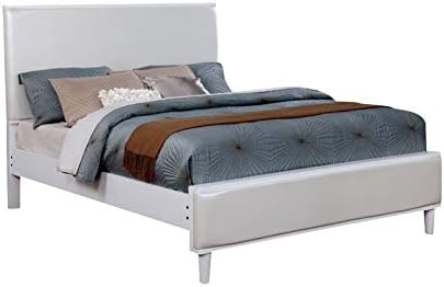 Faux Leather King Panel Bed in White A268802