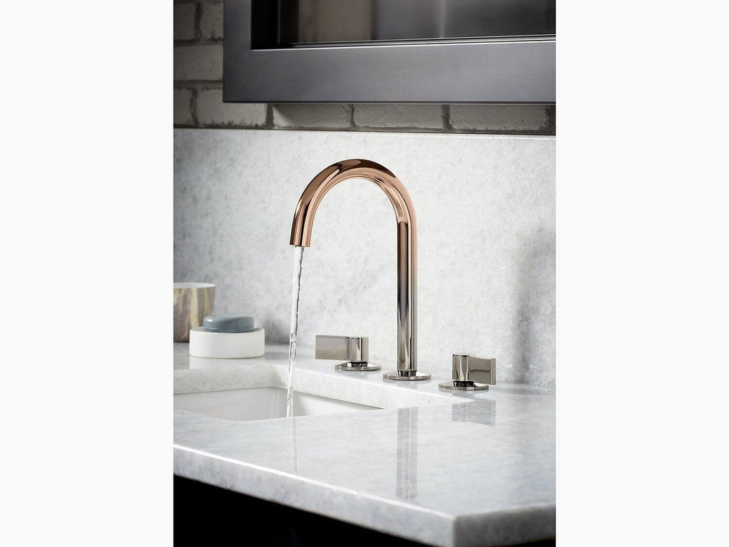 Bathroom Sink Spout with Tube Design Vibrant Titanium/Rose Gold O60309
