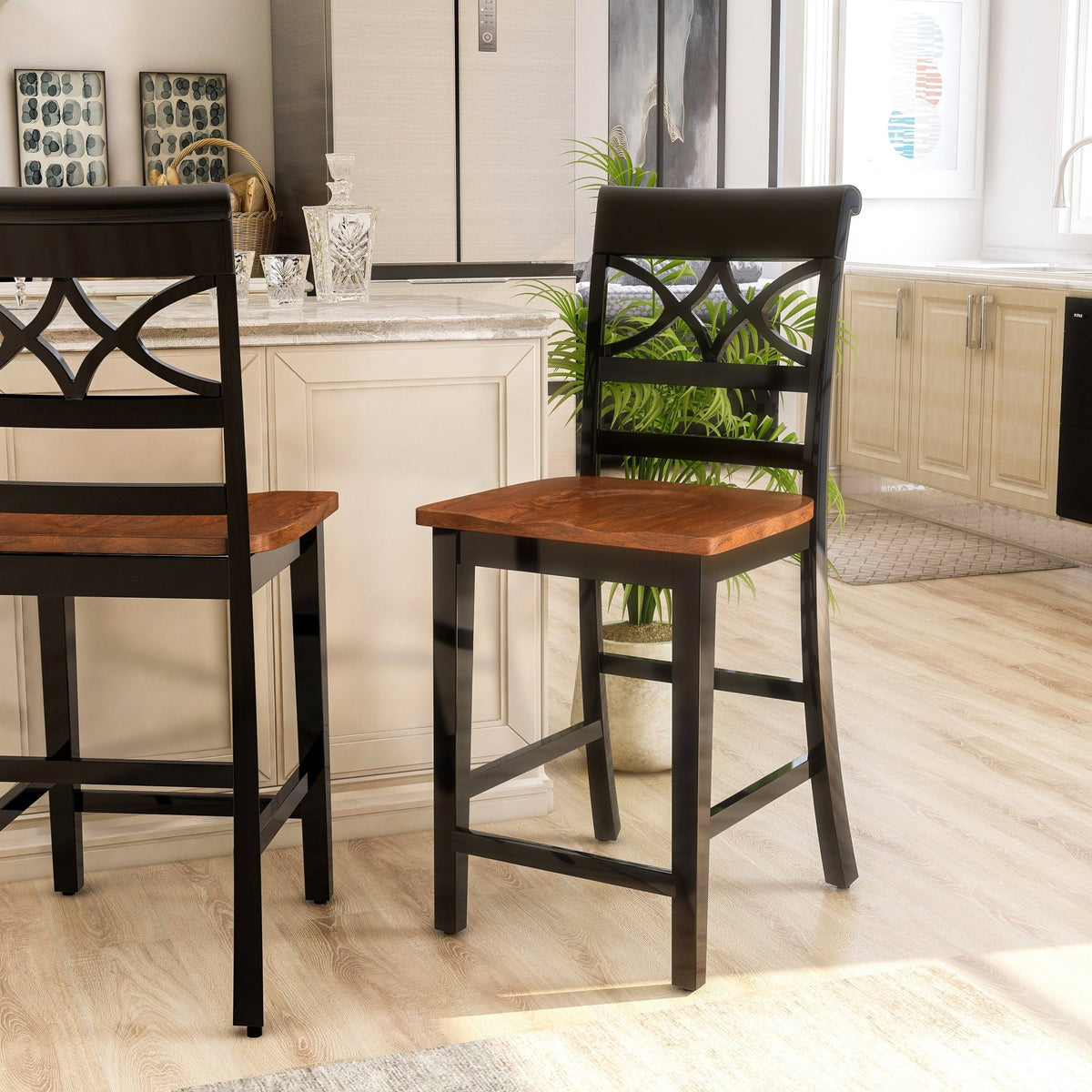 Black Duo-Tone Counter Chair Set of 2 O665