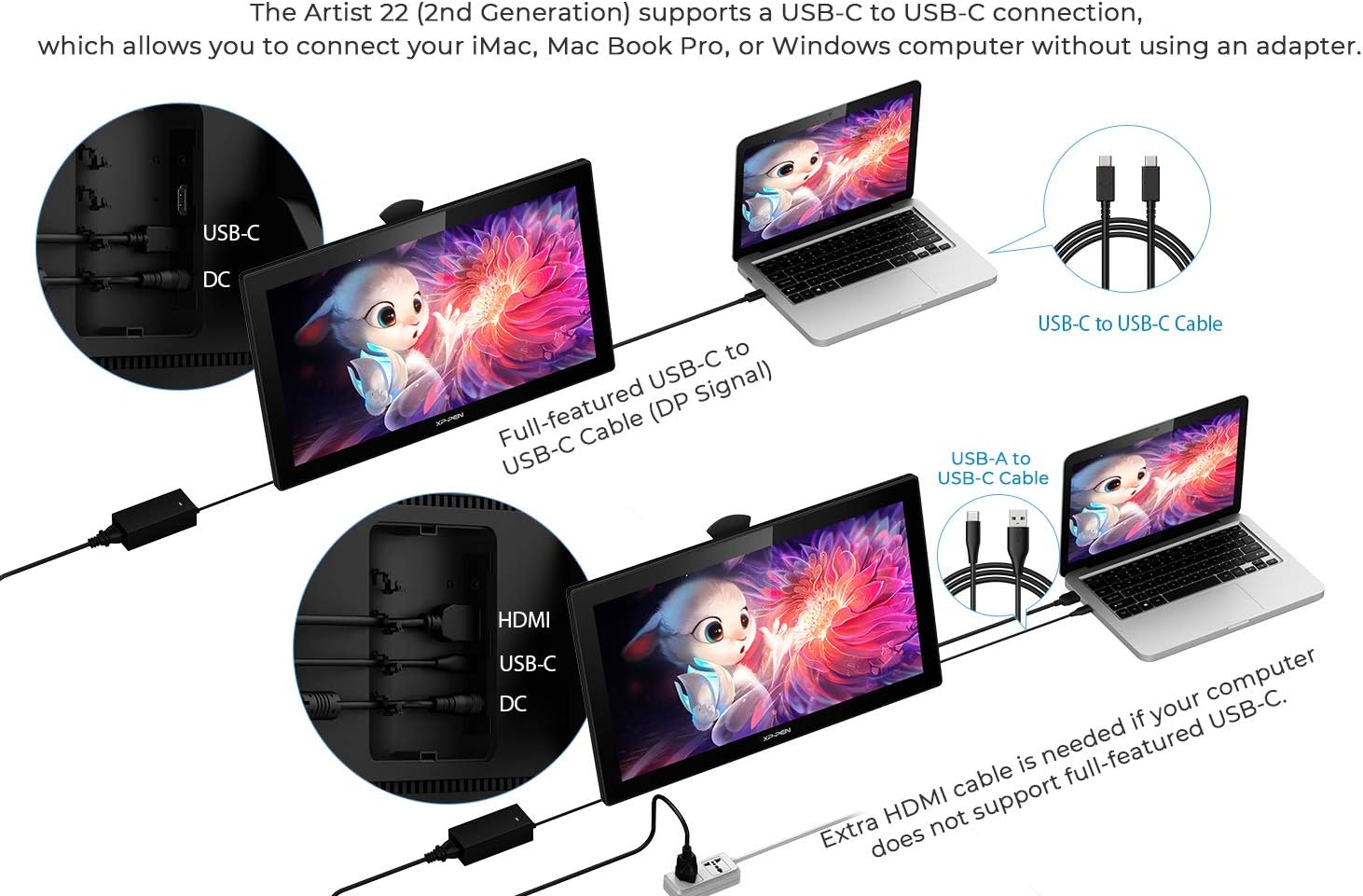 21.5in Drawing Monitor with Screen Digital Graphics Tablet Q7055