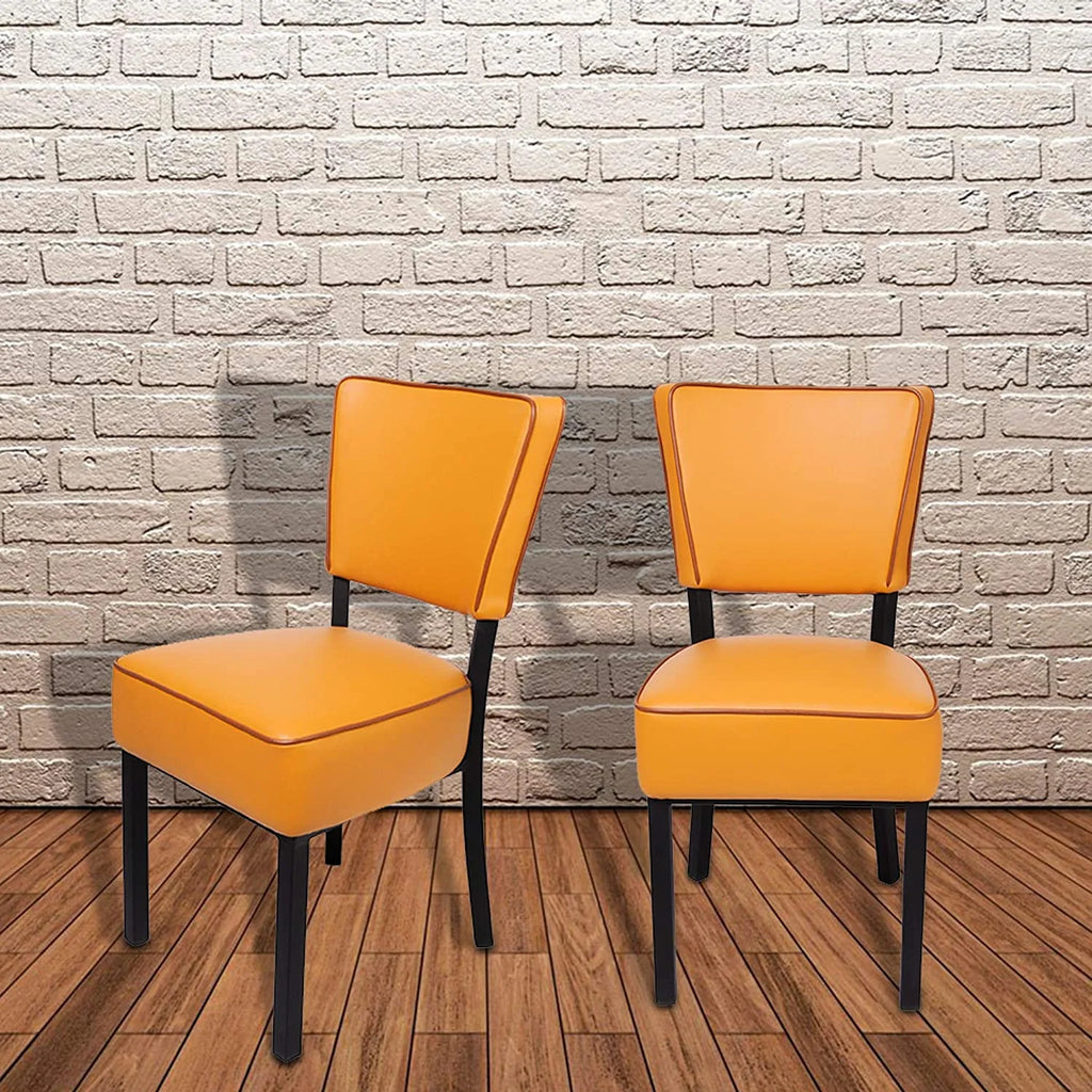 Orange Leather Side Chair Set of 2 O532477