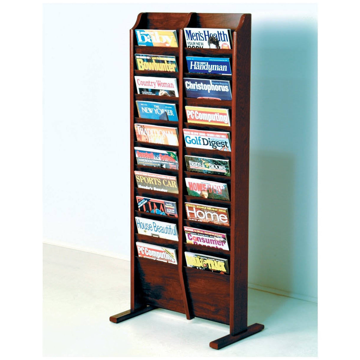 Black Mahogany 20 Pocket Magazine Rack M948453