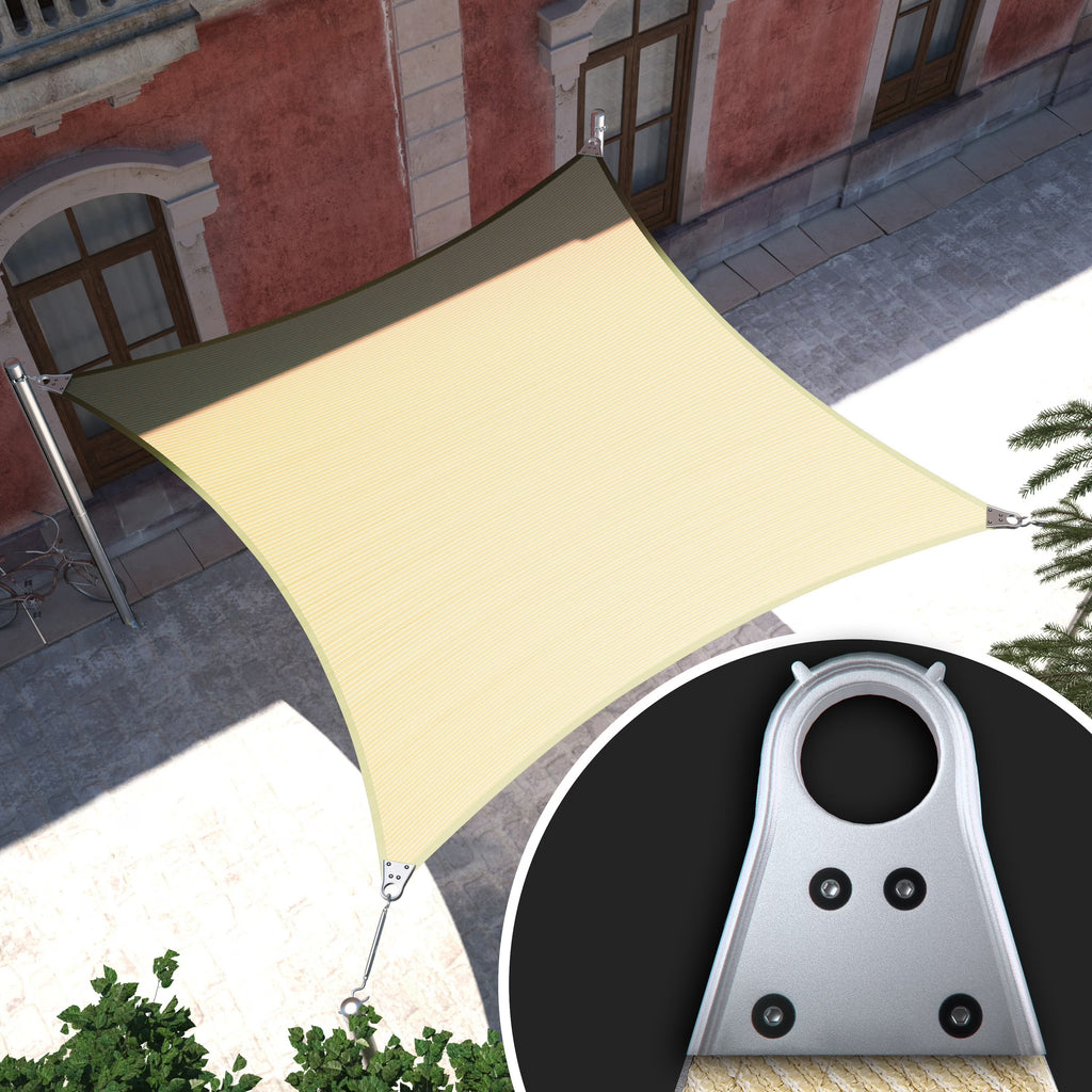 Beige 12' x 12' HDPE Mesh Sun Shade Sail Canopy G291
