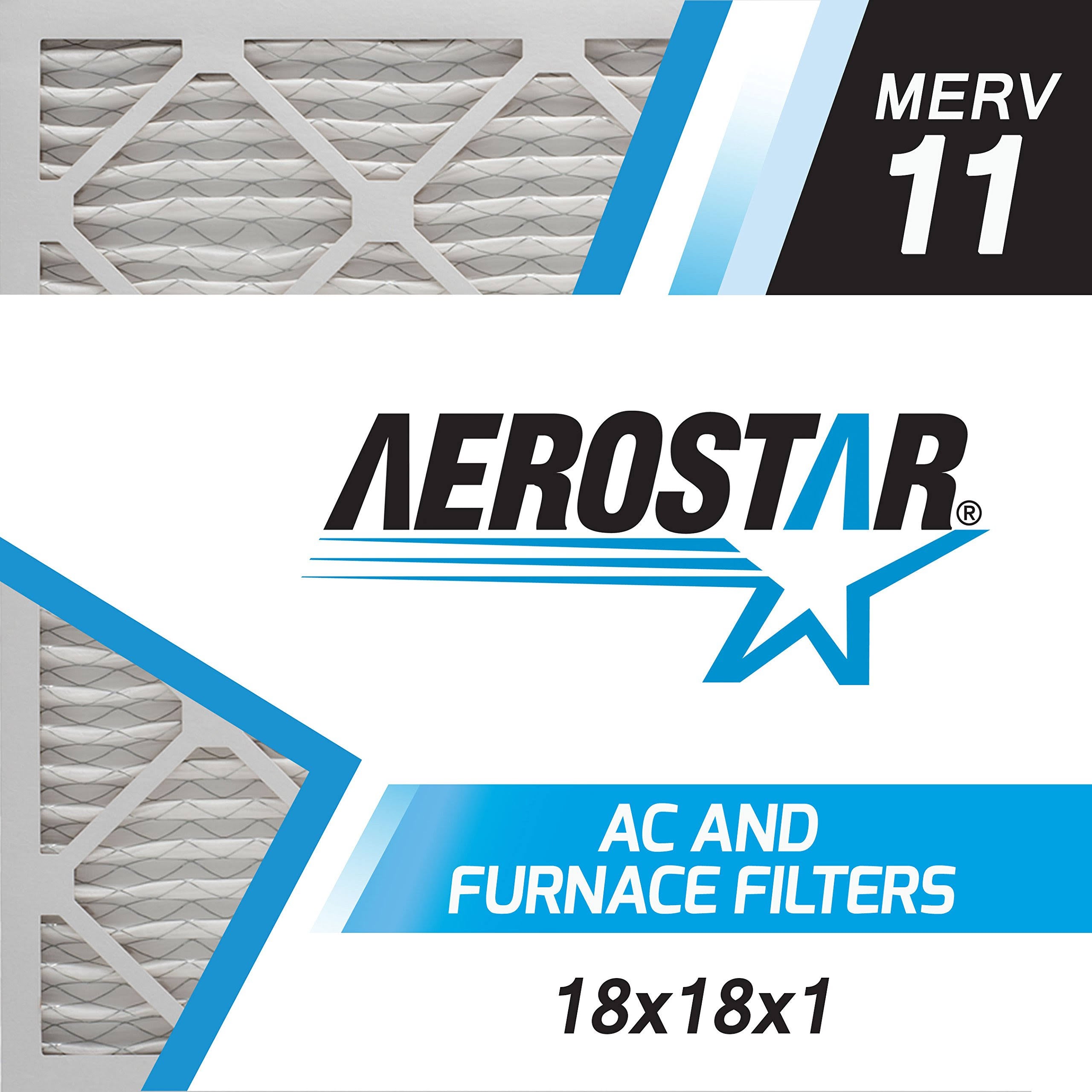 18x18x1 MERV 11 Pleated Air Filter, Box of 4 F91345