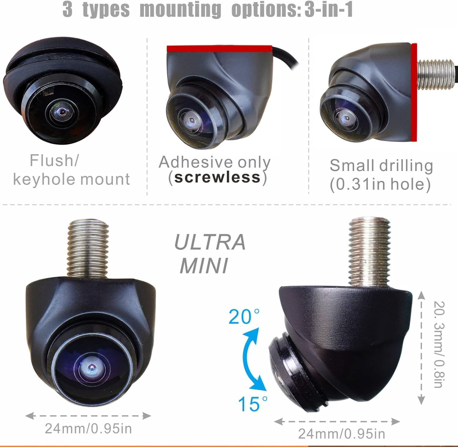 Reverse Backup Camera 1080P IP69K Waterproof Pack of 2 Q1928