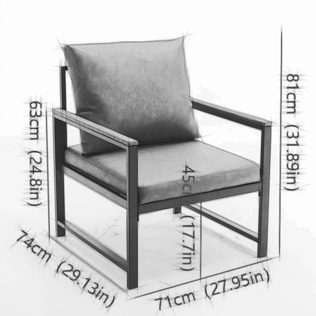 Orange PU Leather Metal Frame Accent Chair W759