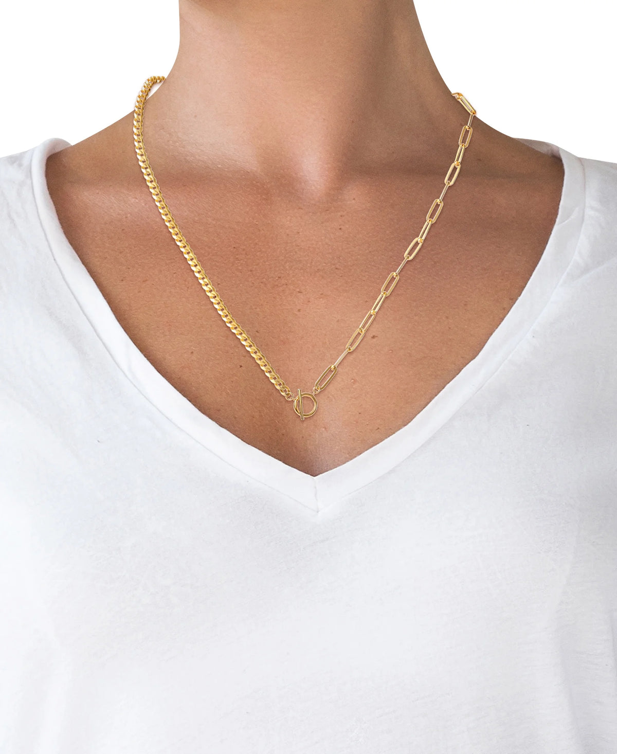 Gold Plated Toggle Necklace U624