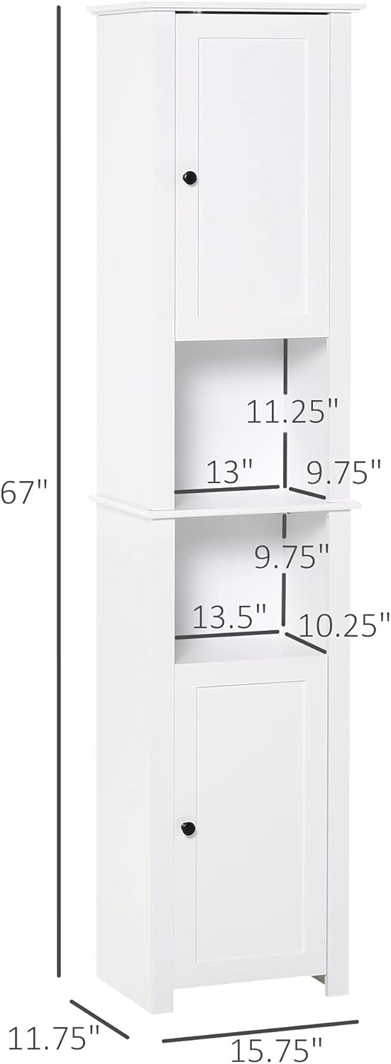 White Freestanding Bathroom Storage Cabinet with 2 Cupboards H113