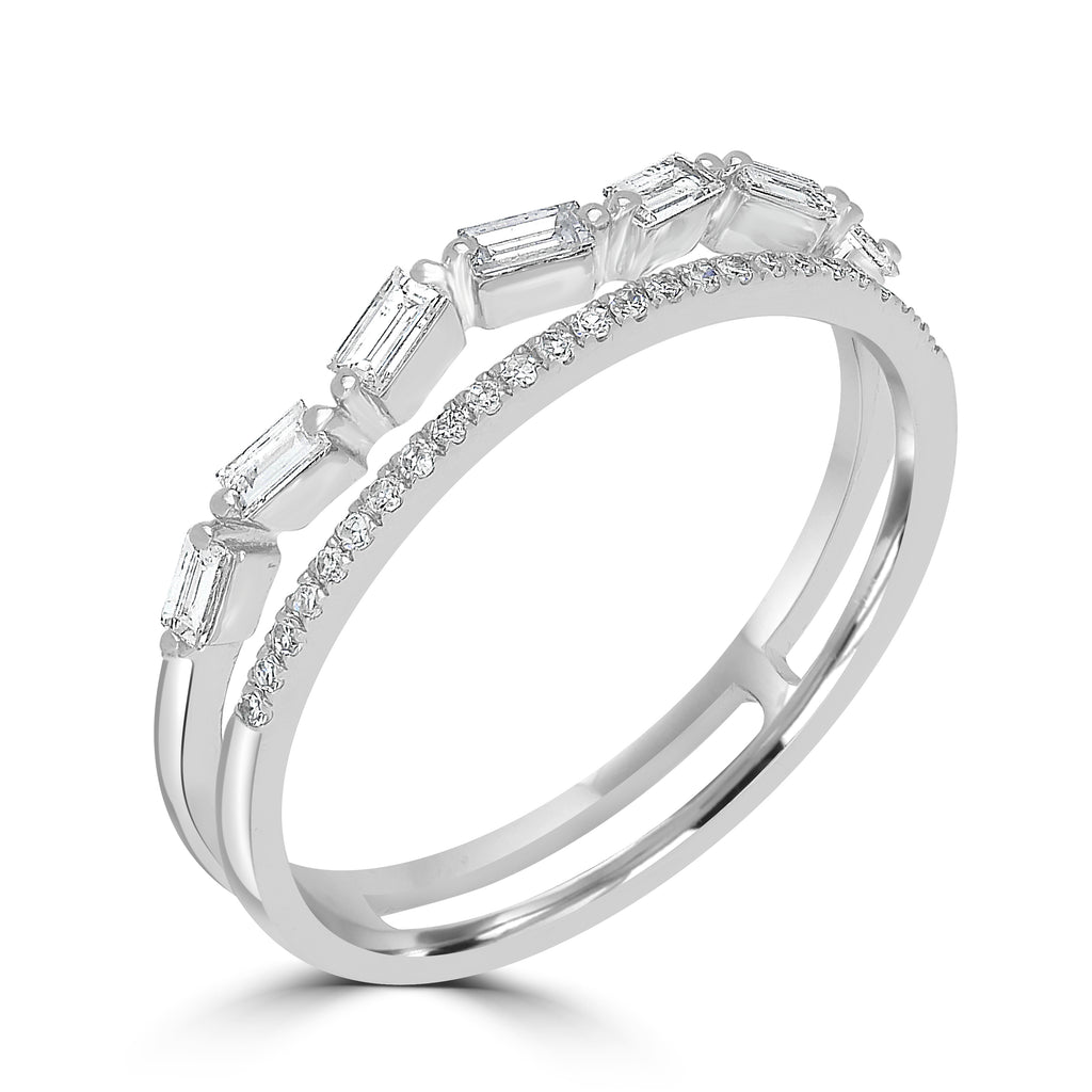 14K White Gold Diamond Split Shank Ring R83194