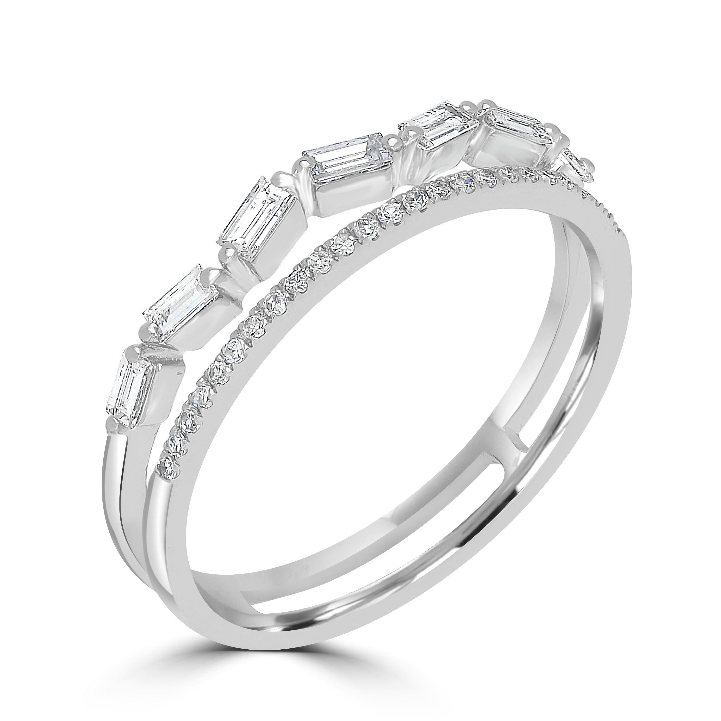 14K White Gold Diamond Split Shank Ring R83194