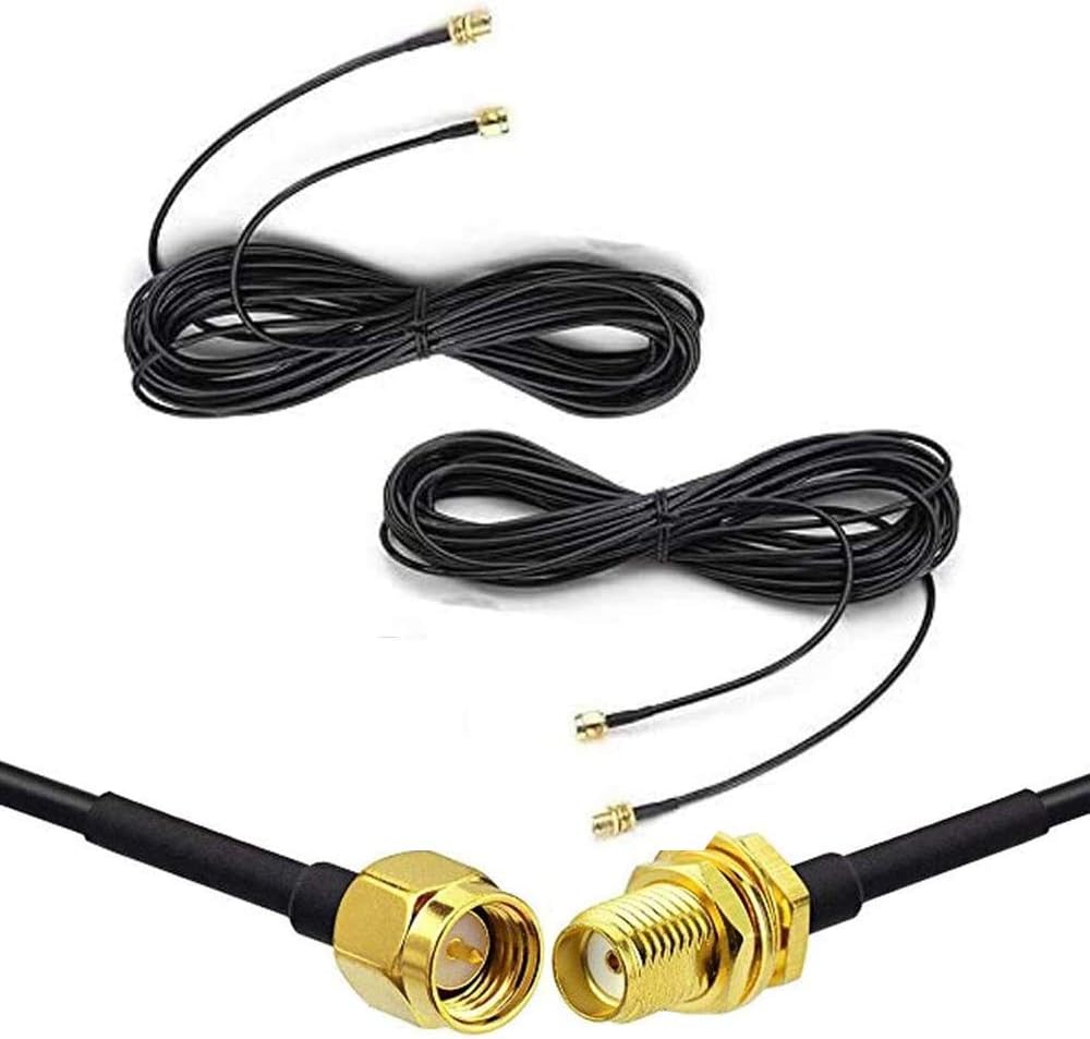 2 Pack 33ft SMA Extension Cable SMA Male to SMA Female RF Connector Adapter WiFi Antenna Extension Cable E205372