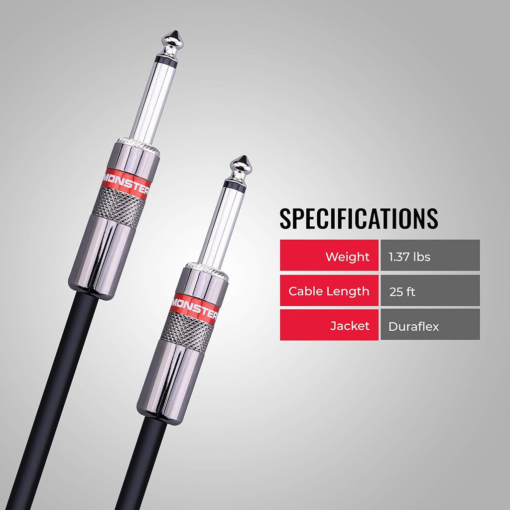 25 ft Straight 1/4 Speaker Cable Pack of 2 T9970