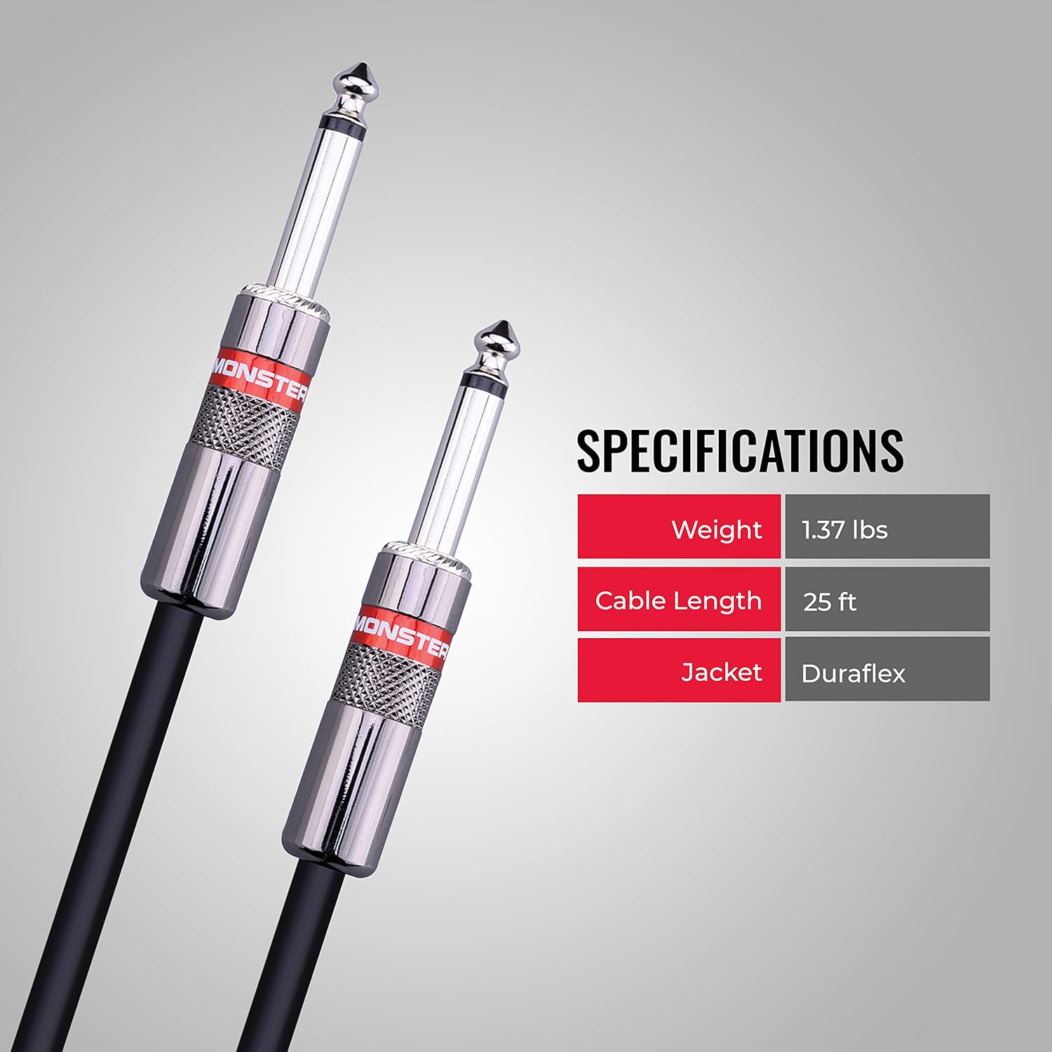 25 ft Straight 1/4 Speaker Cable Pack of 2 T9970