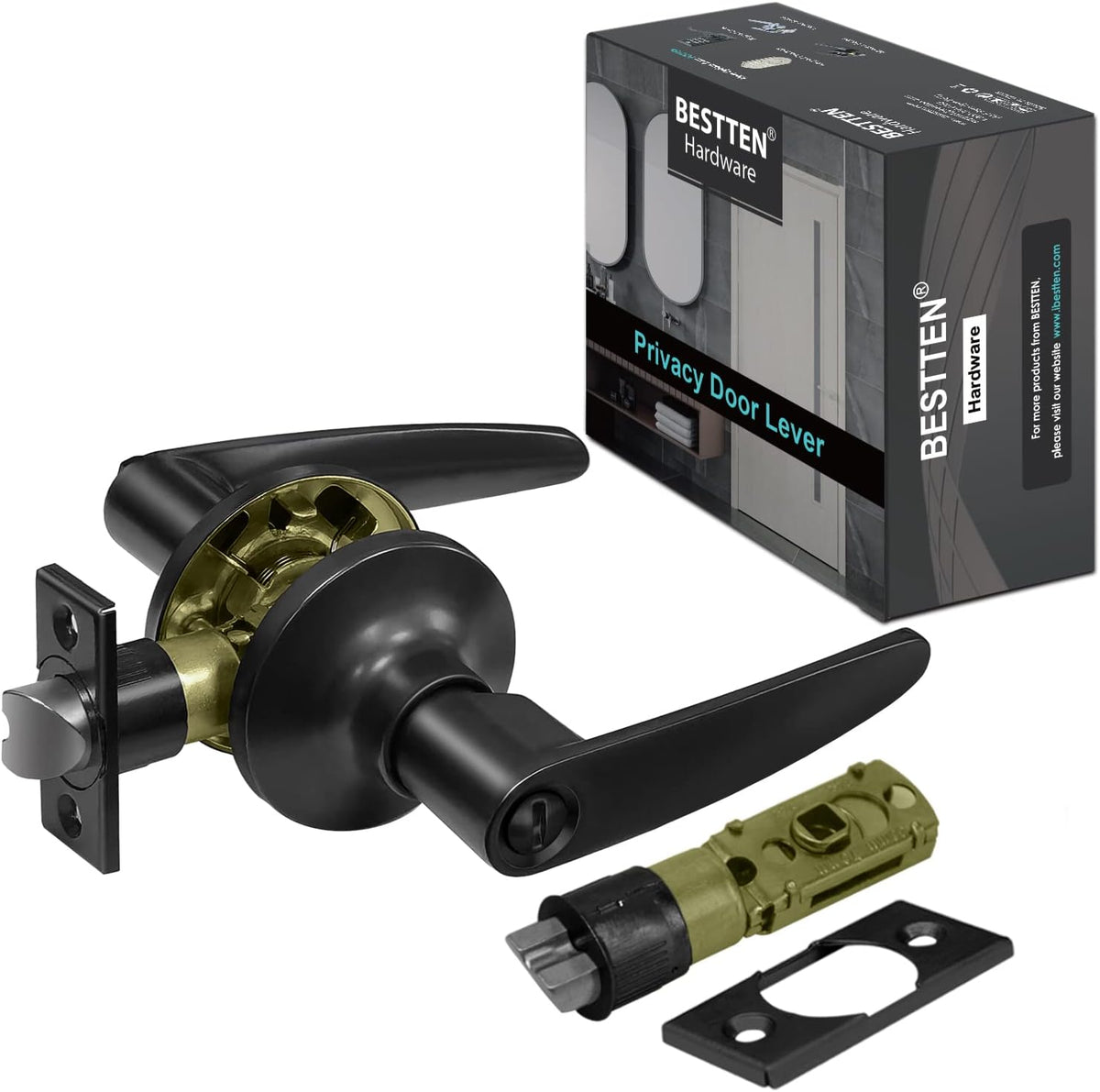 Matte Black Passage Door Lever Set, Pack of 2 E421