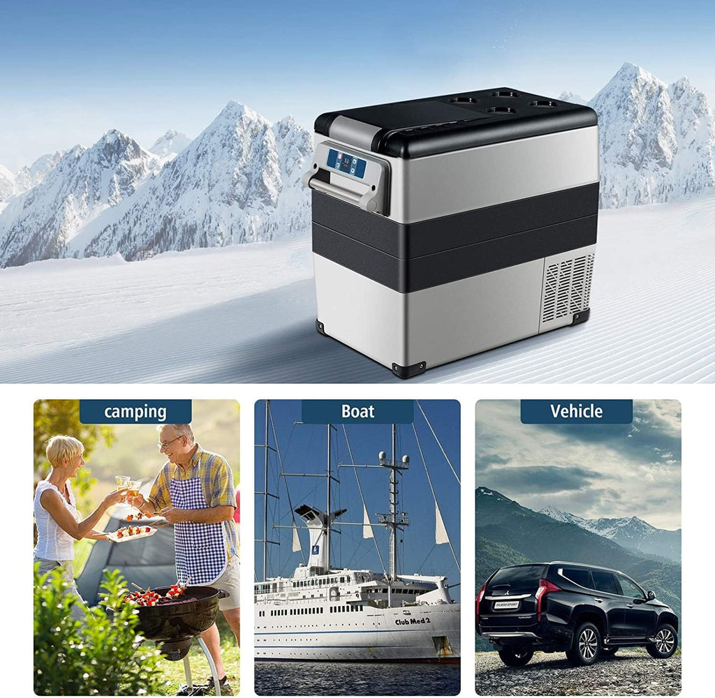 53QT 12 Volt Car Refrigerator Portable Refrigerator Electric Compressor Freezer Cooler T6960