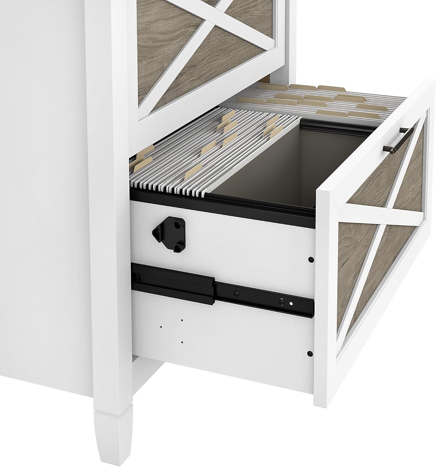 2 Drawer Lateral File Cabinet in Pure White and Shiplap Gray D2907
