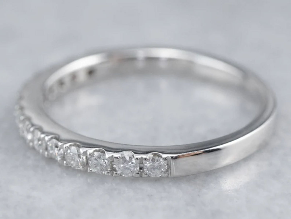 14k White Gold Half Eternity Band Ring G865605