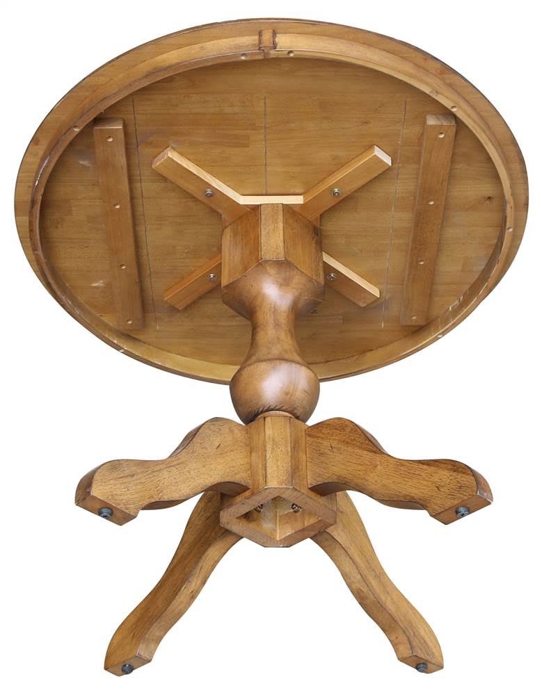 36x22 Round Pedestal Dining Table in Pecan X221049