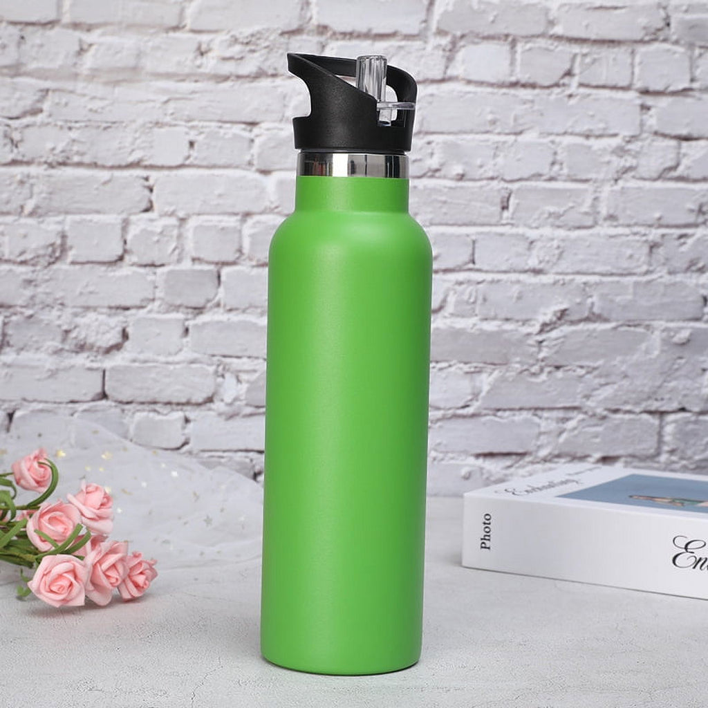 Black Water Bottle Vacuum Insulated Stainless Steel Leak-Proof Wide Mouth Kettle with Straw Lid Y853292