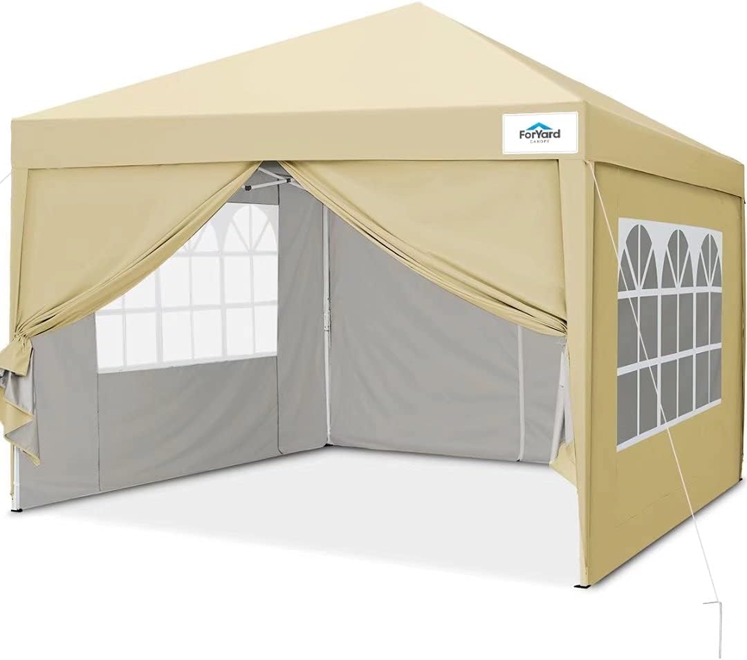 Pop Up Canopy Tent with Sidewalls, 10'x10' Waterproof White G701