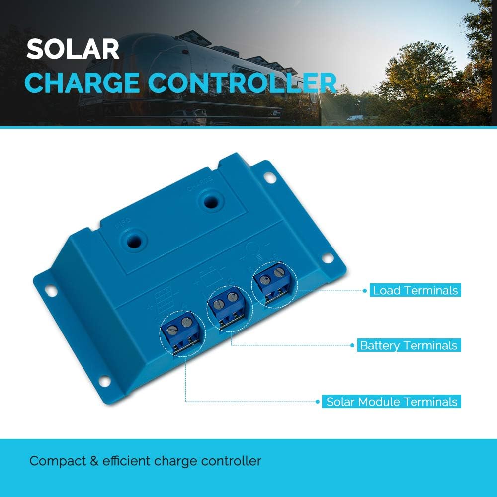 50W Monocrystalline 12V Solar Panel Kit with 10A PWM LCD Charge Controller and USB Ports U54100