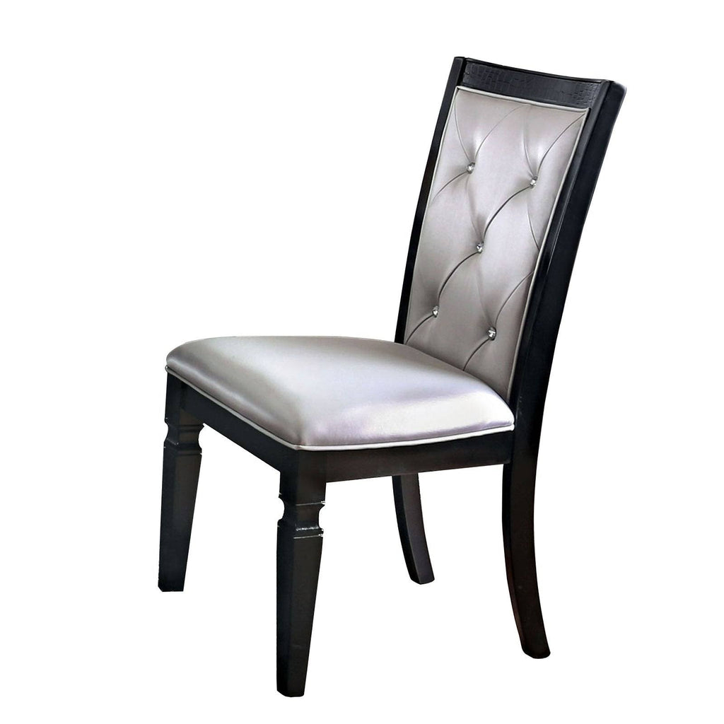 Silver and Black Wooden Side Chair Set of 2 D3925