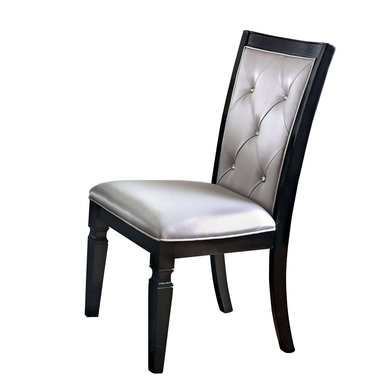 Silver and Black Wooden Side Chair Set of 2 D3925