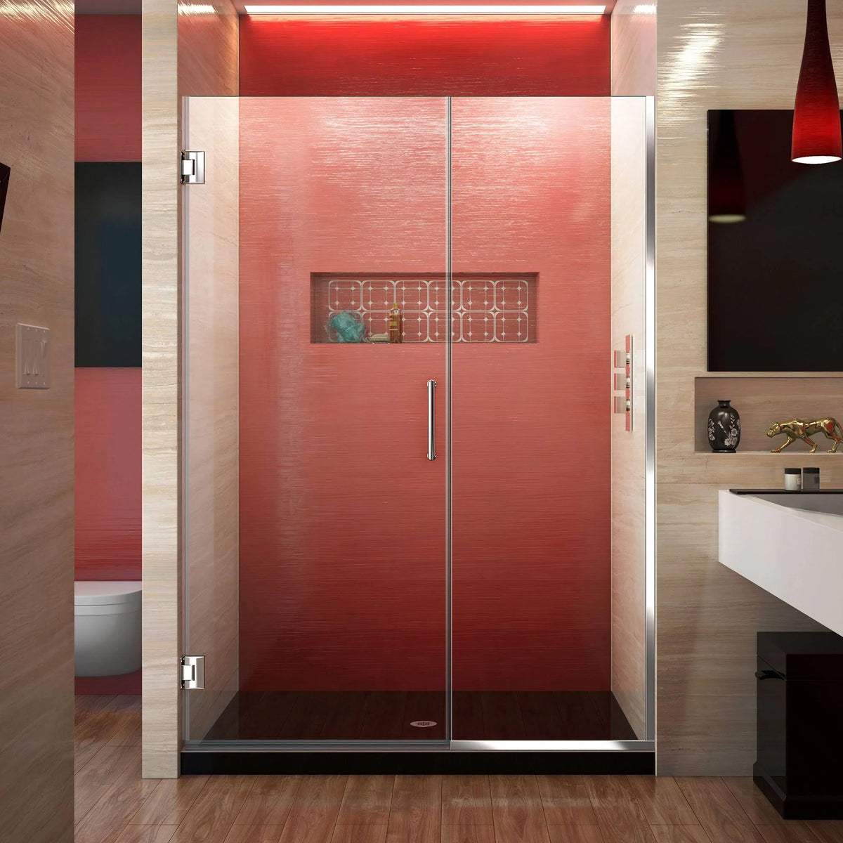 Brushed Nickel Hinged Shower Door H2053