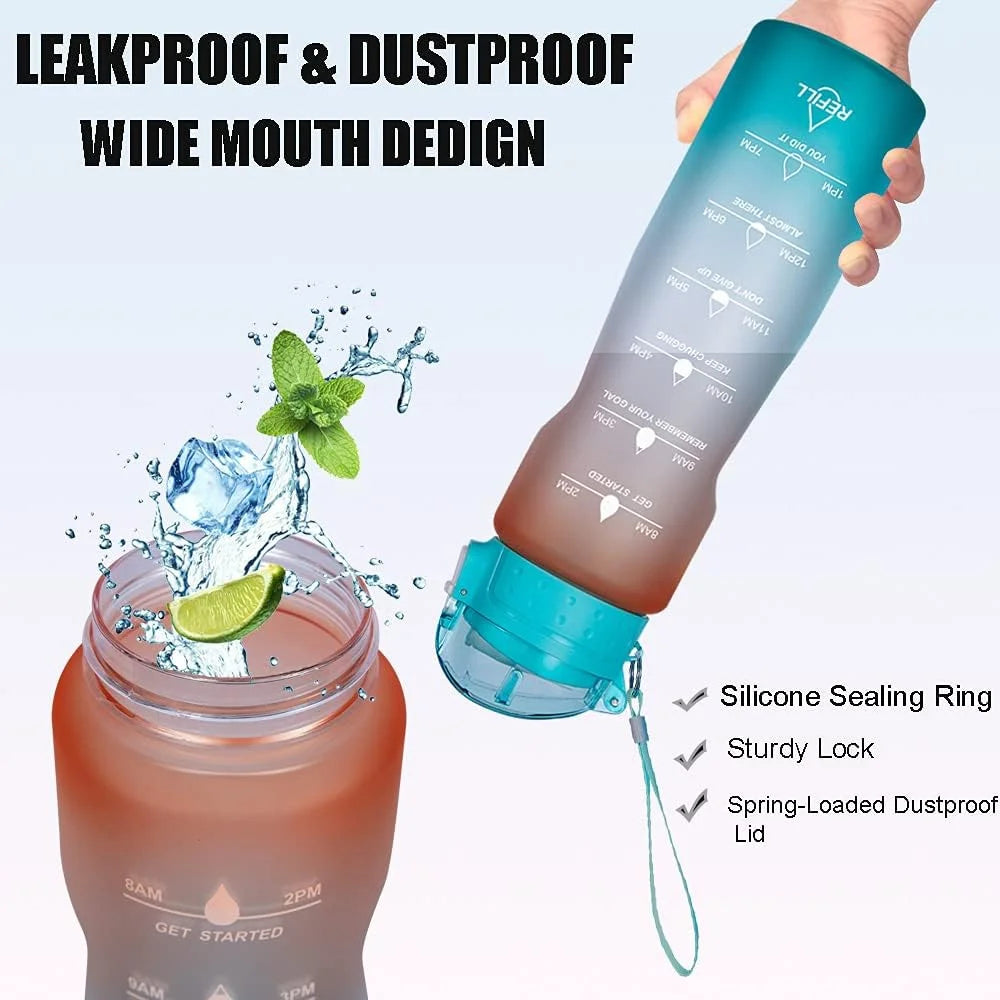32oz Water Bottle with Straw and Time Marker B975270