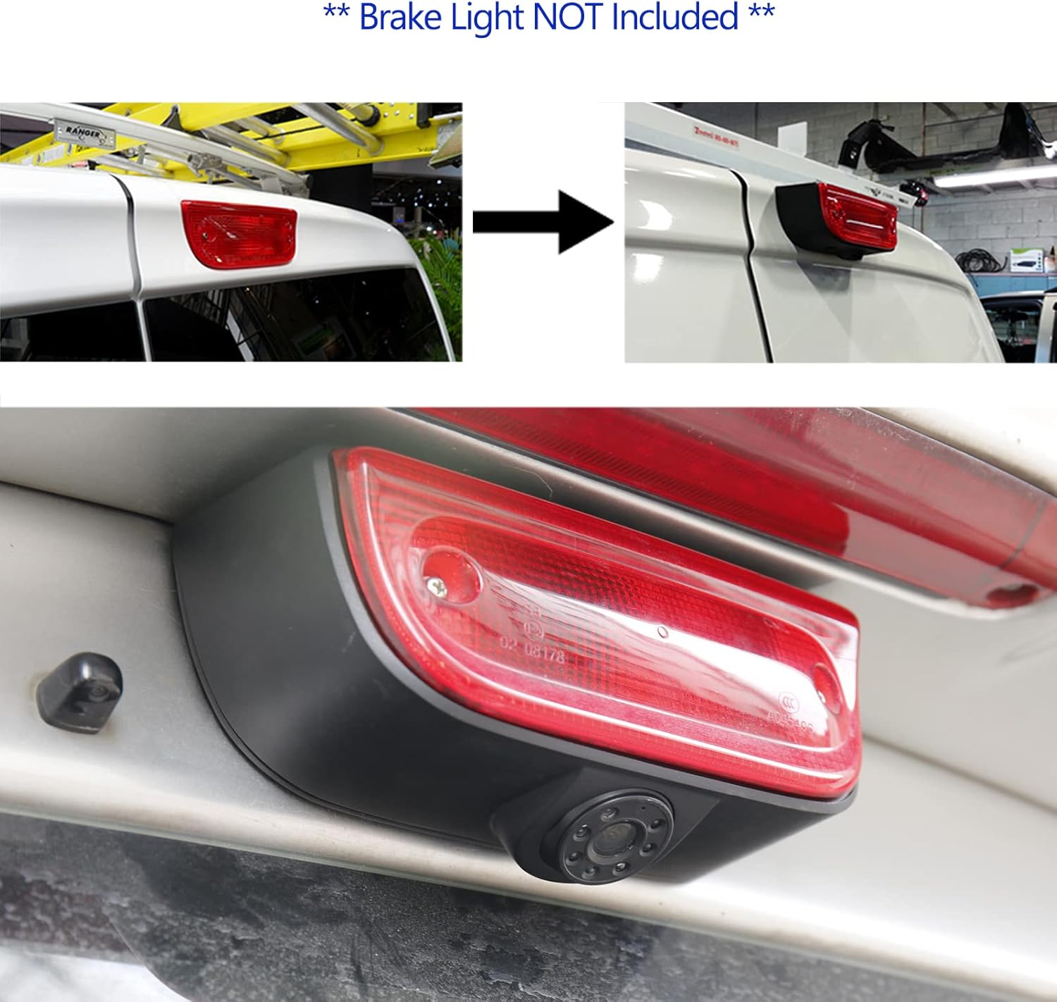 3rd Brake Light Backup Rear View Camera for Nissan NV200 / Chevrolet City Express Vans 2005-2019 Roof High Mount Stop Light Parking Reverse Cameras Pack of 2 T89244