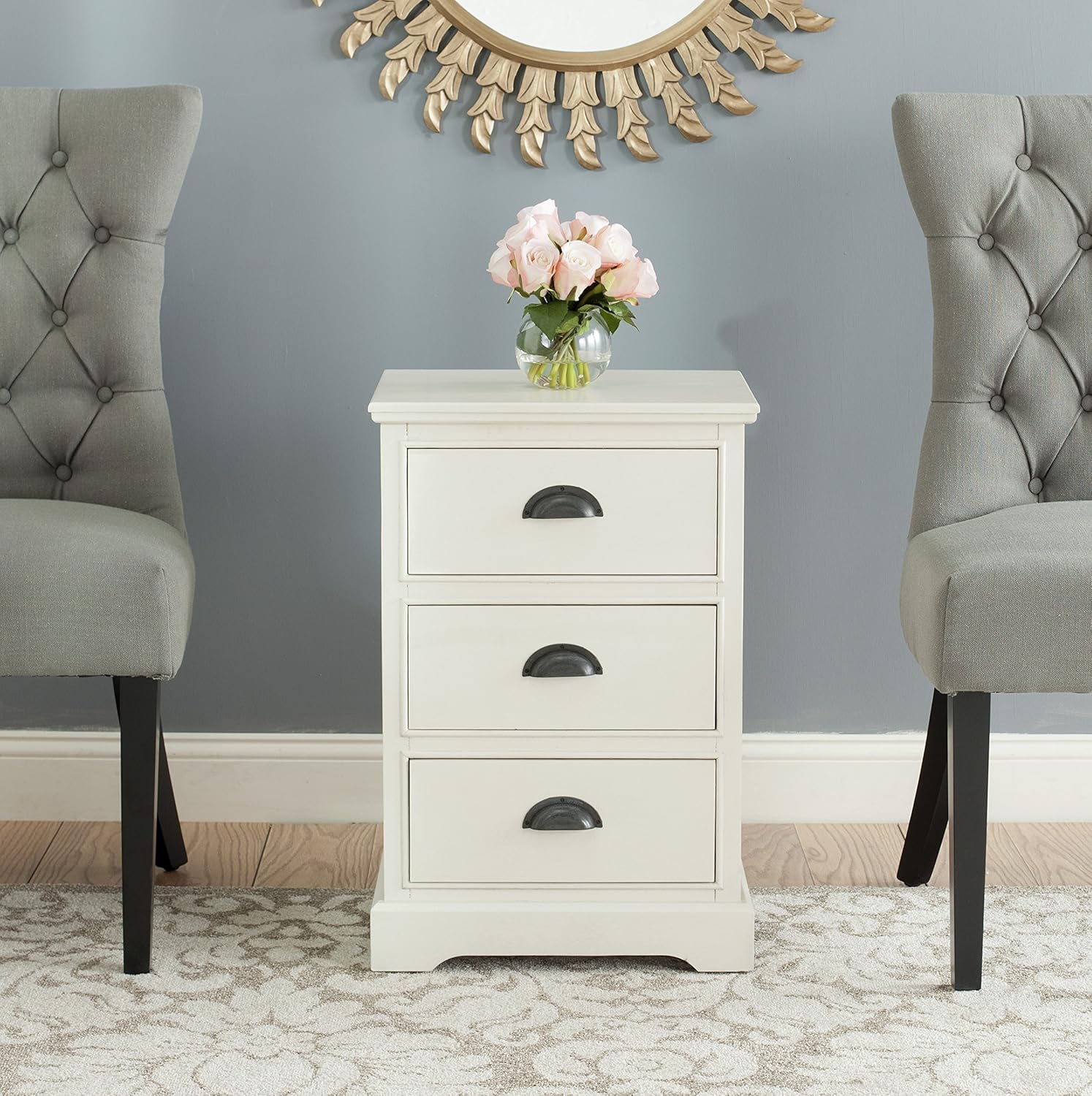 Grey 3 Drawer Side Table G42262