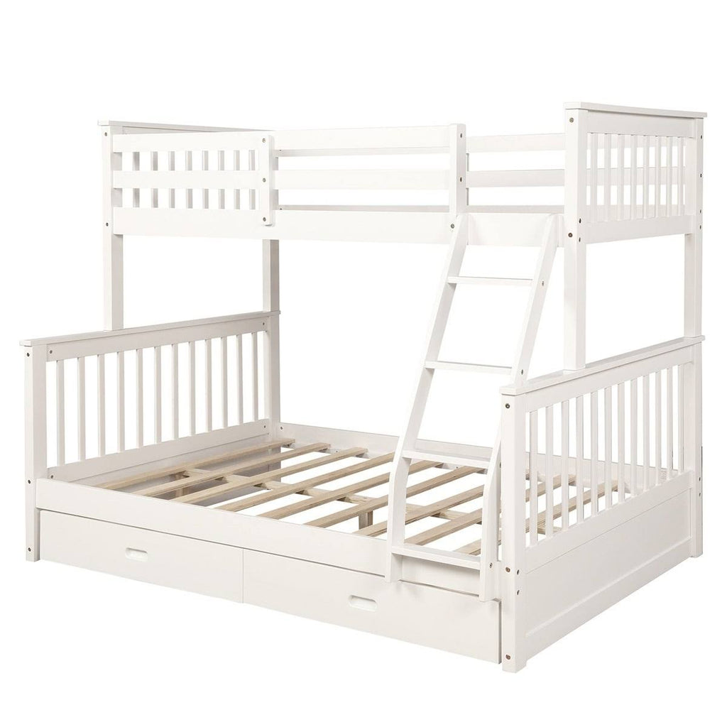 Twin Over Full Bunk Bed with Ladders and 2 Storage Drawers G7260