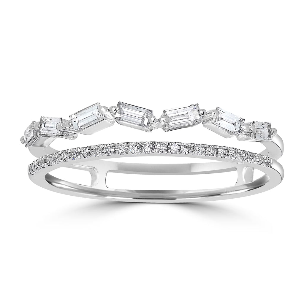 14K White Gold Diamond Split Shank Ring R83194