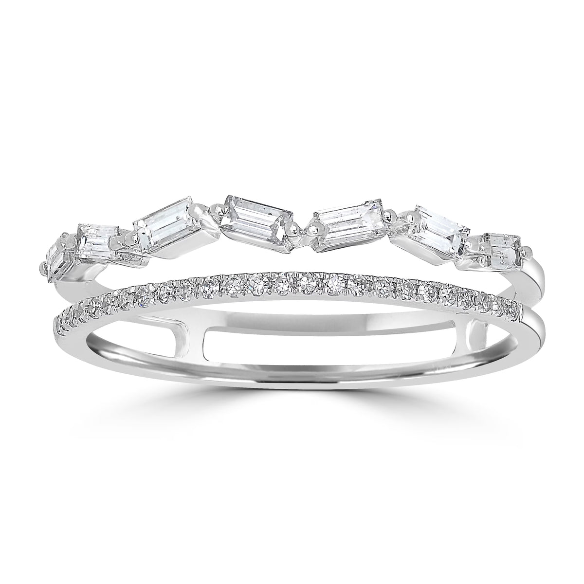14K White Gold Diamond Split Shank Ring R83194