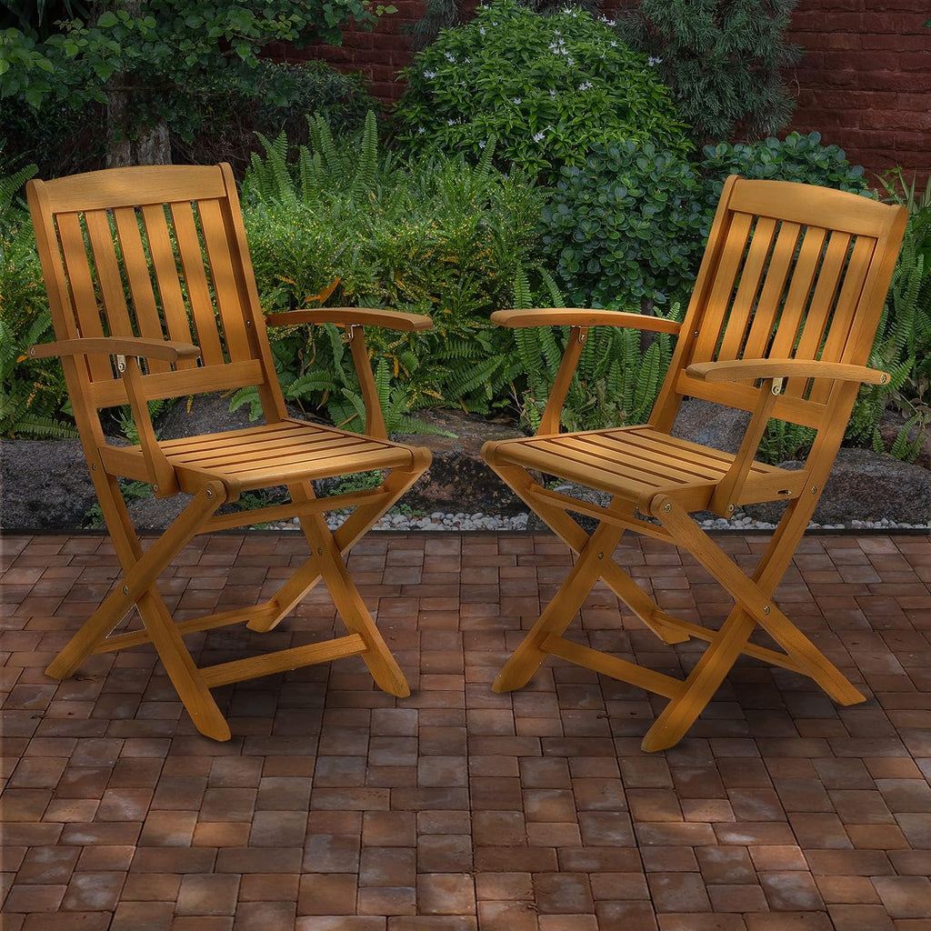 Eucalyptus Wood Folding Patio Armchair, Set of 2 K747991