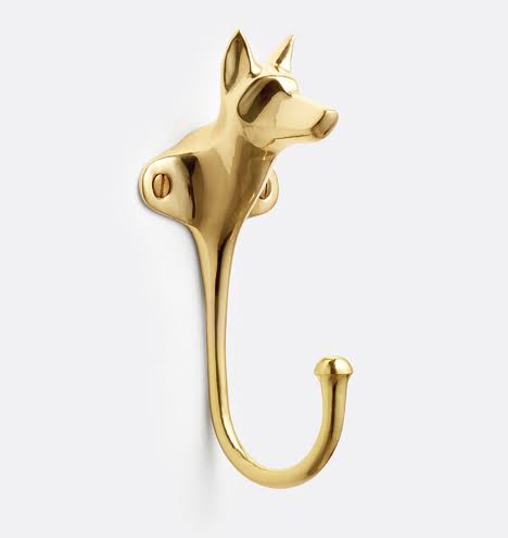 Cast Brass Dog Hook L2745