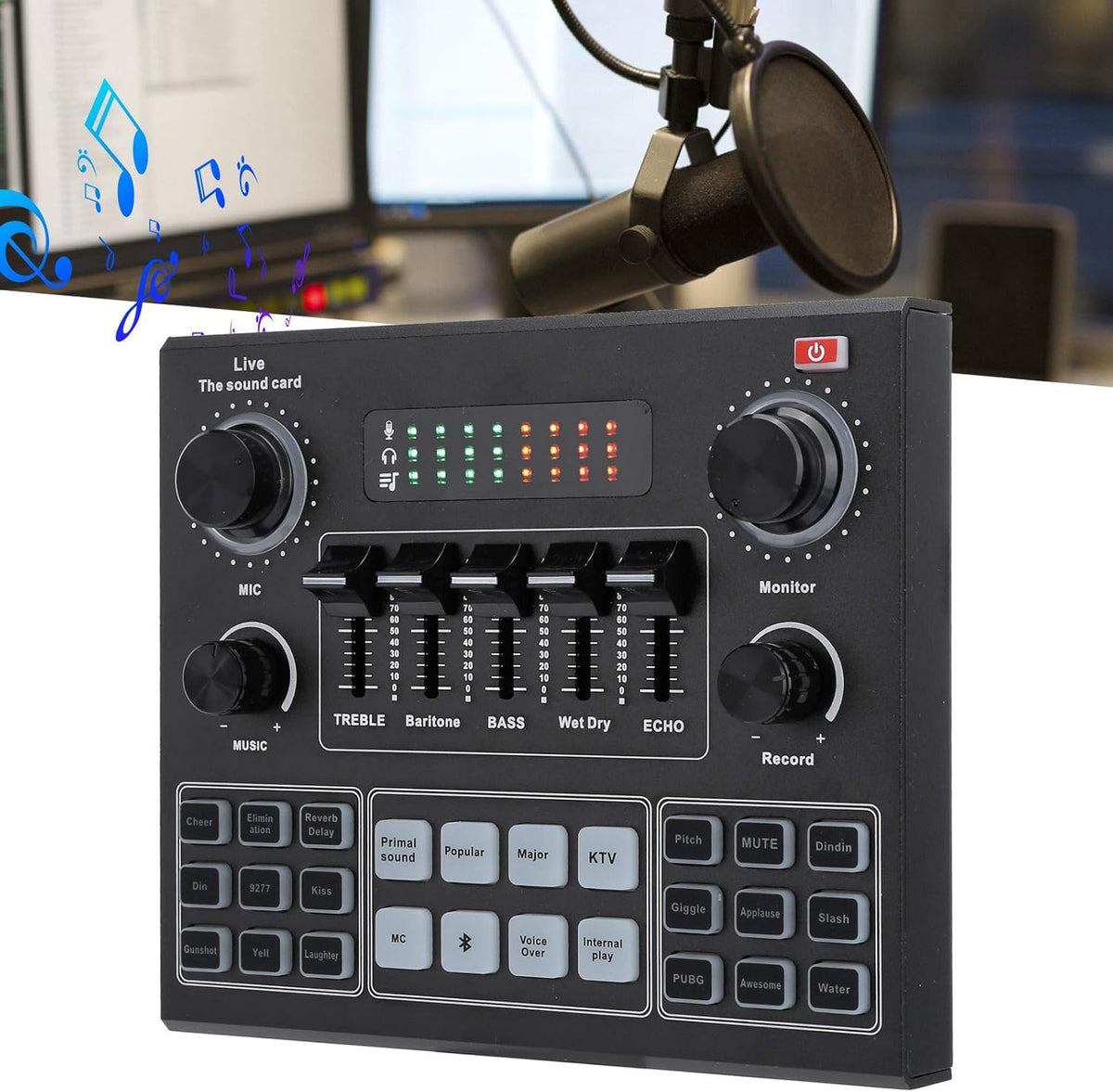 Bluetooth Sound Card Audio Mixer with Voice Change X8405