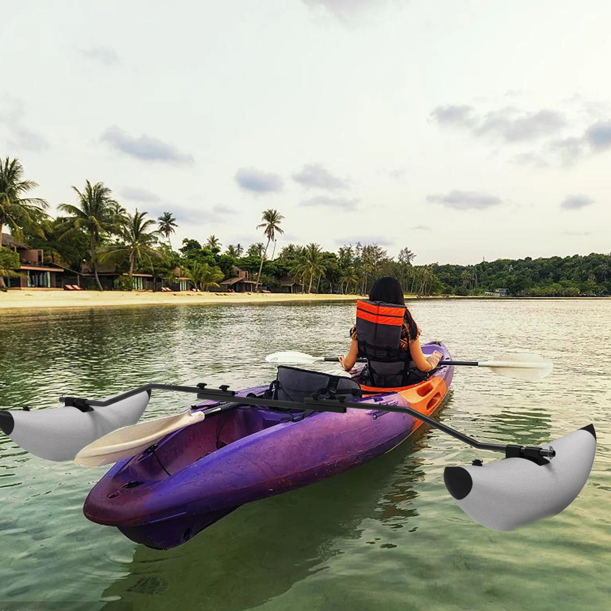 Kayak Outrigger Kit with PVC Inflatable Pontoon Stabilizer O91439