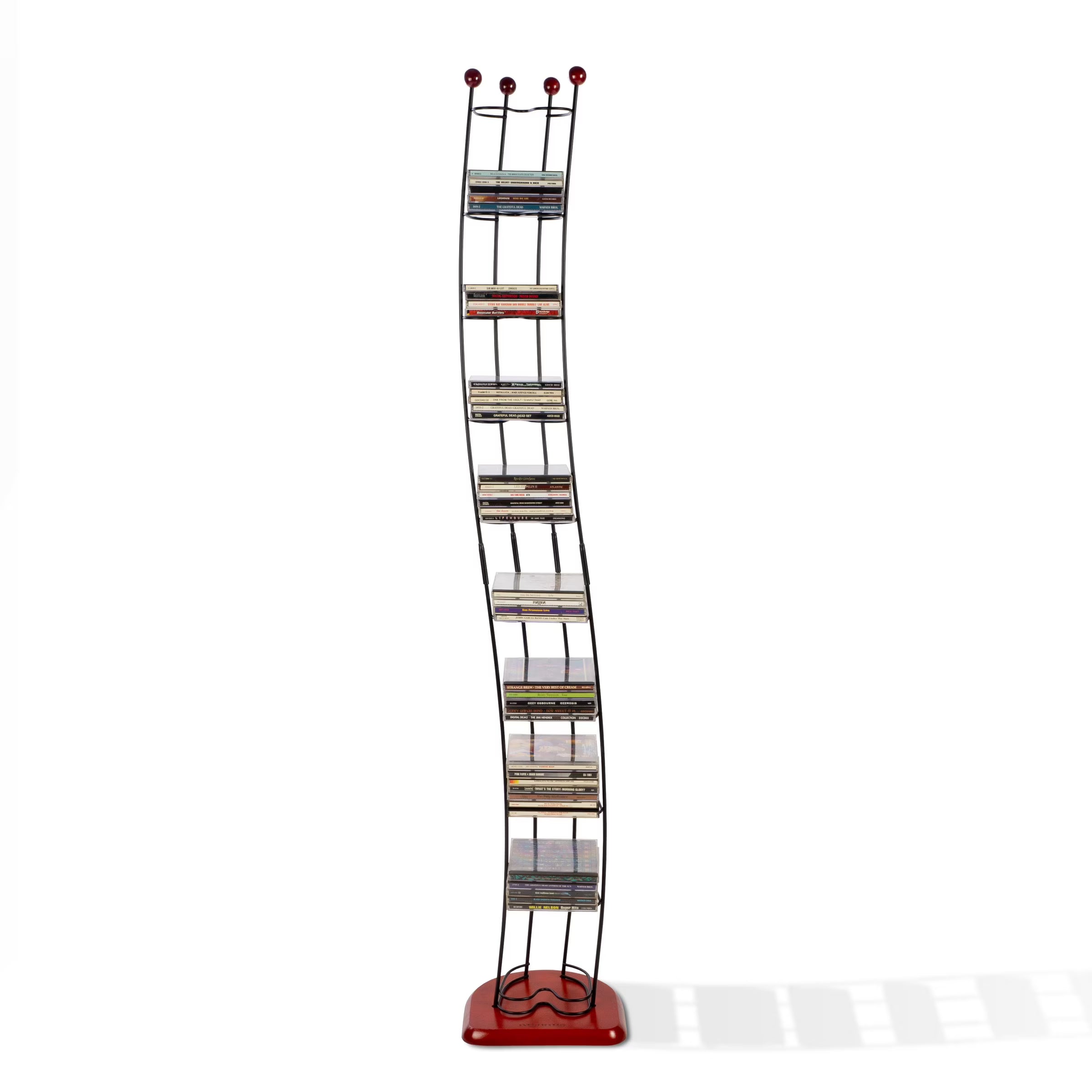 Black Steel CD Tower with Cherry Wood Base P8167