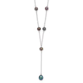 925 Sterling Silver Rhodium-plated Black Freshwater Cultured Pearl Y-Drop Necklace 16" U121