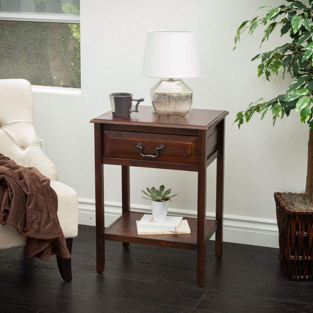 Brown Mahogany Acacia Wood Accent Table E340