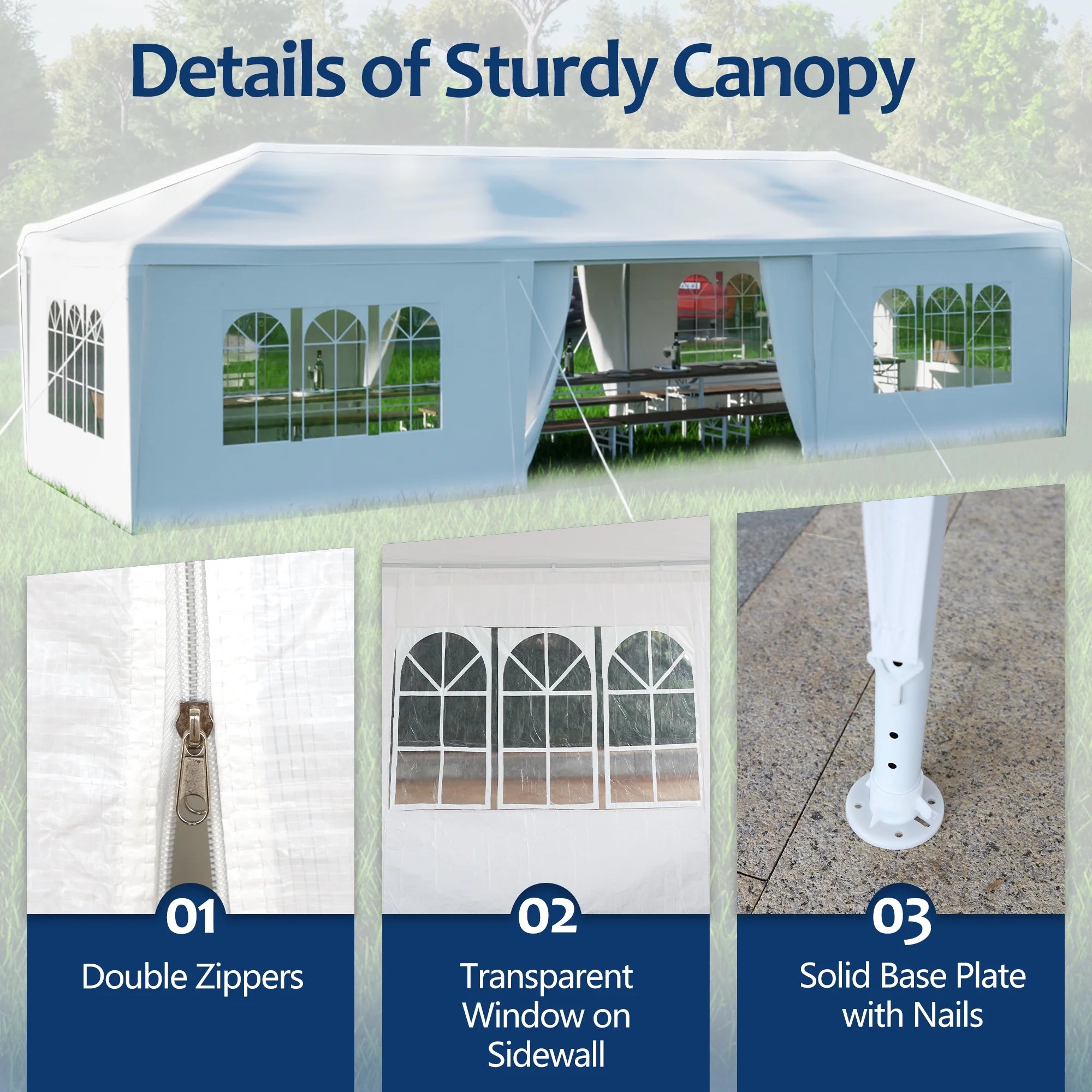 10x30' Outdoor Canopy Tent with 8 Removable Sidewalls M6589
