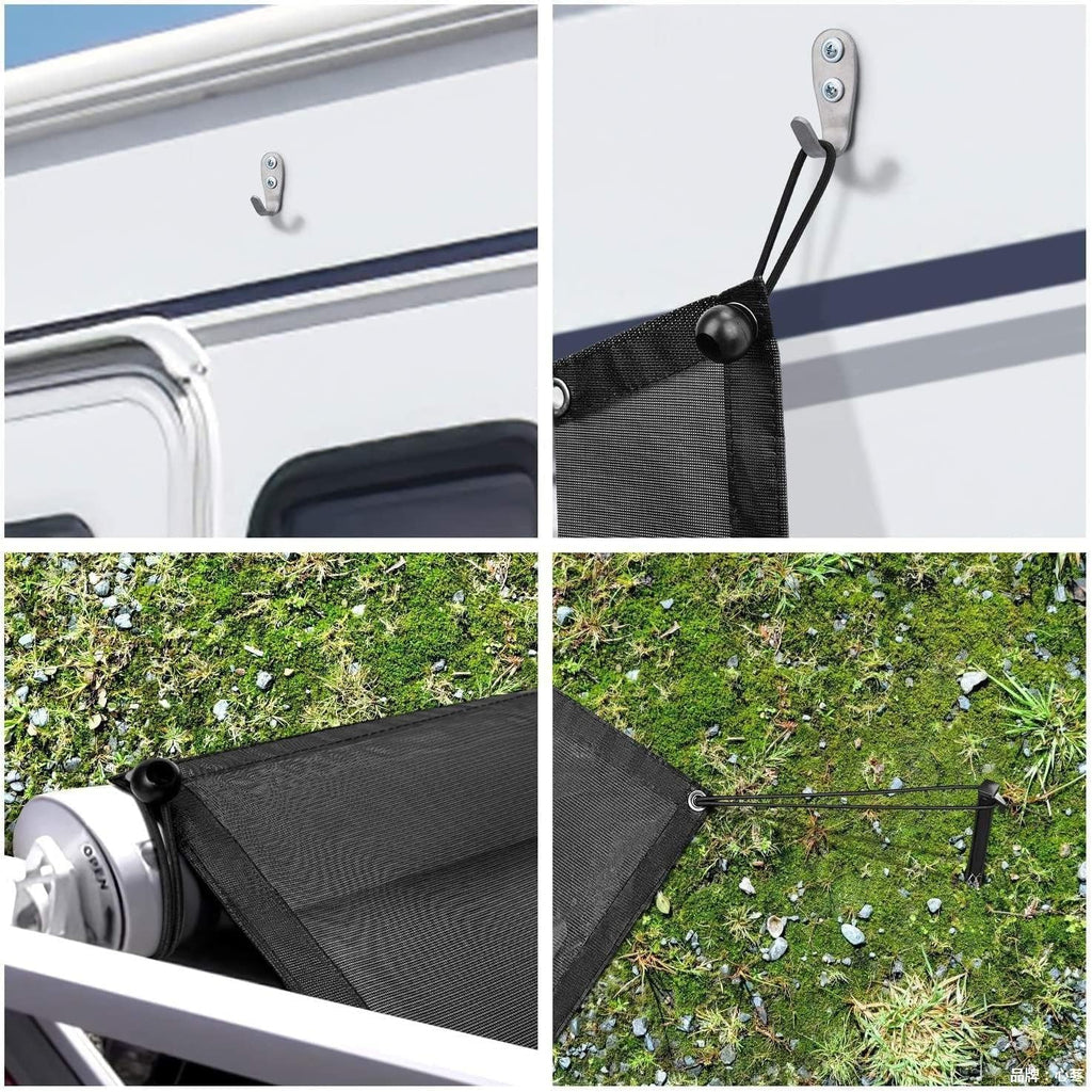 RV Awning Side Sun Shade 9’ x 7’ Black Mesh Screen Kit F32599