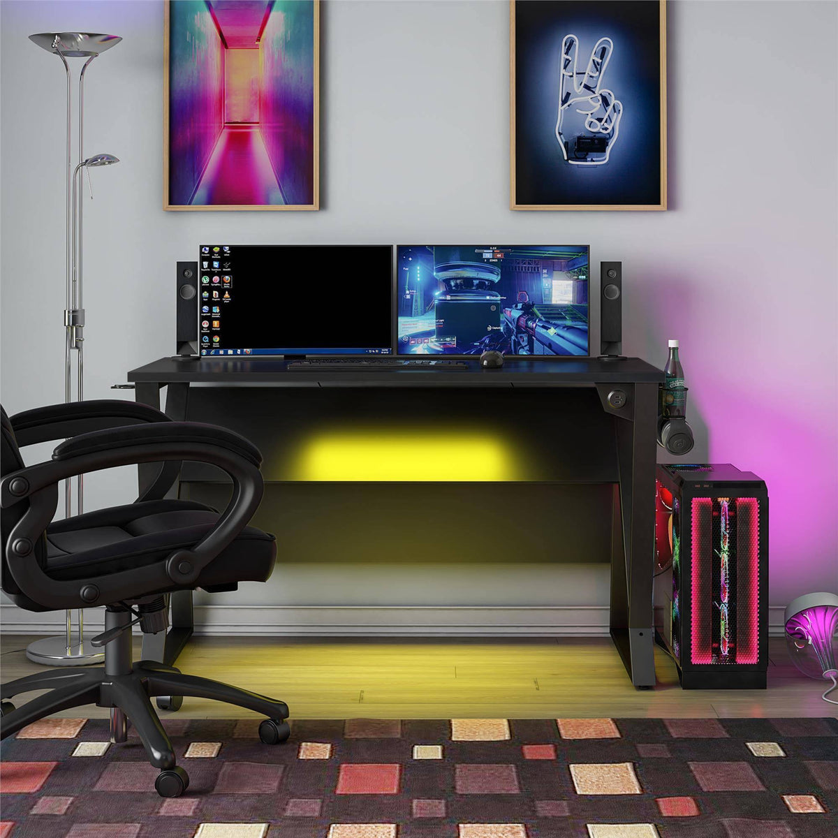 Adjustable Gaming Desk Black Z44824