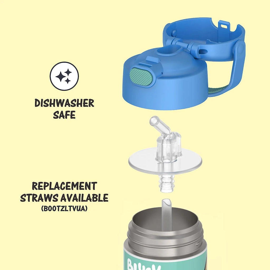 Bluey 12 Ounce Stainless Steel Kids Straw Bottle P627