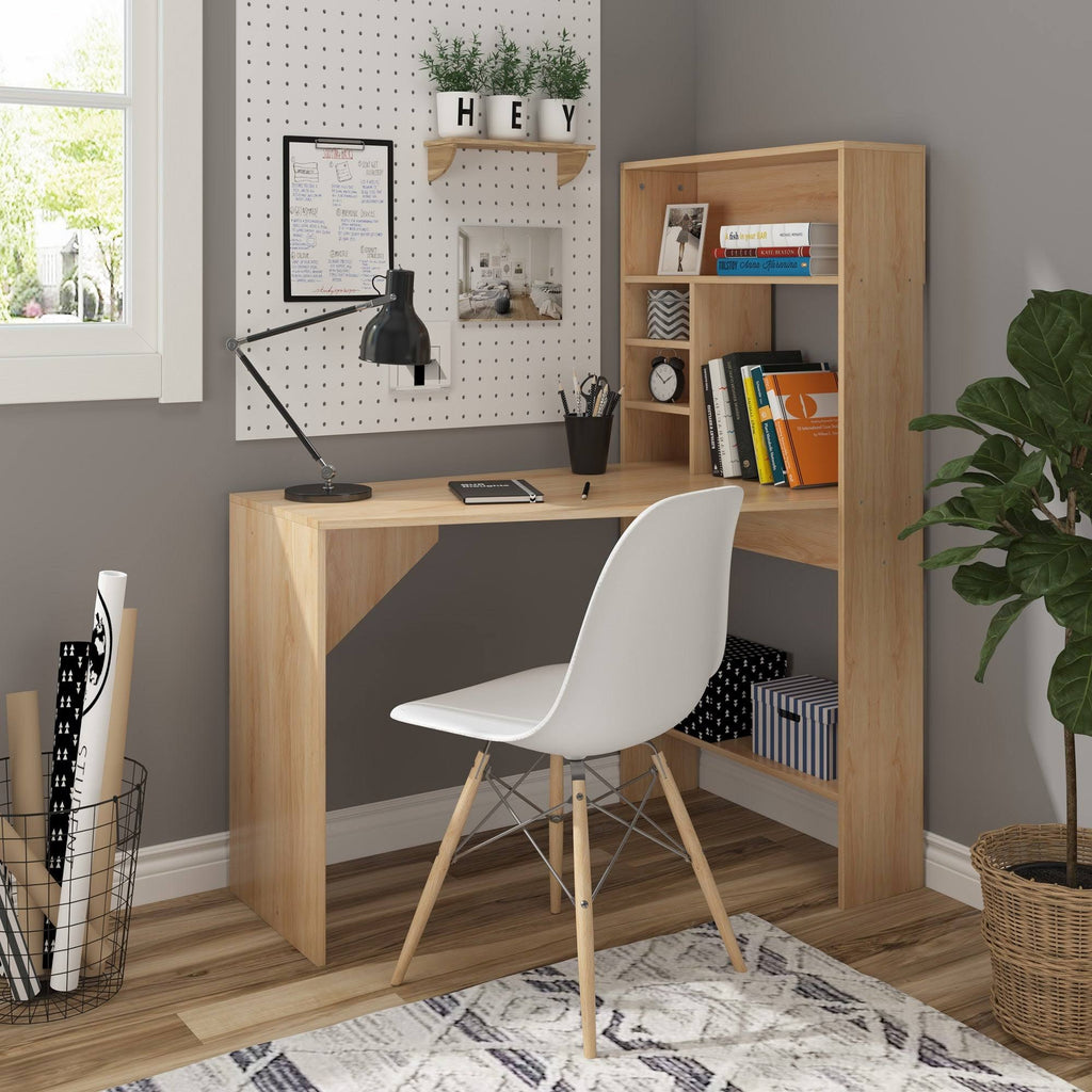 Oak Wooden Computer Desk with Storage Shelf W9150